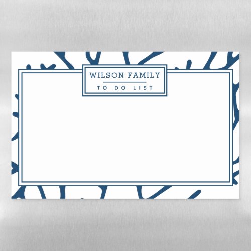 Personalized Elegant Teal Blue Coral Pattern Magnetic Dry Erase Sheet