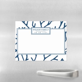 Personalized, Elegant Teal Blue Coral Pattern Magnetic Dry Erase Sheet