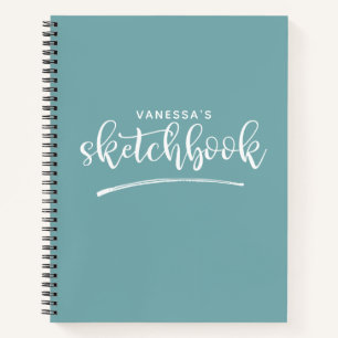Personalized Elegant Teal Sketchbook Notebook