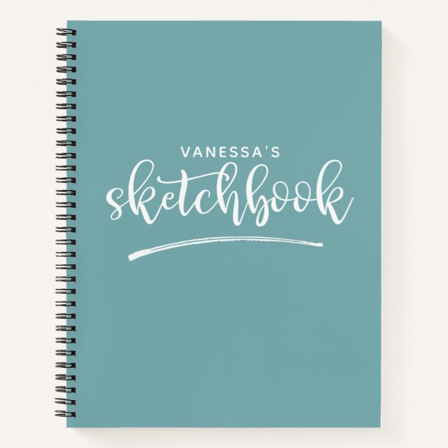 Personalized Elegant Teal Sketchbook Notebook (Front)