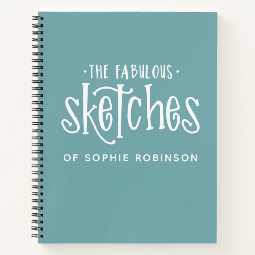 Personalized Elegant Teal Sketchbook Notebook