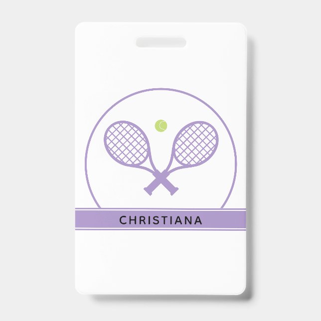 Personalized Elegant Tennis Racket and Ball Cute Badge (Front)