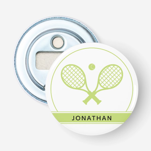 Personalized Elegant Tennis Racket and Ball Cute Bottle Opener (Front)