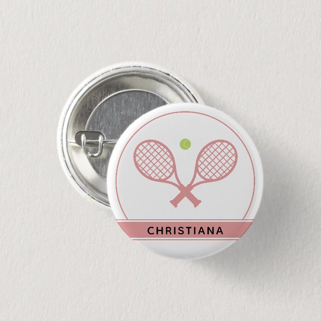 Personalized Elegant Tennis Racket and Ball Cute Button (Front & Back)