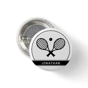 Personalized Elegant Tennis Racket and Ball Cute Button