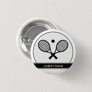 Personalized Elegant Tennis Racket and Ball Cute Button