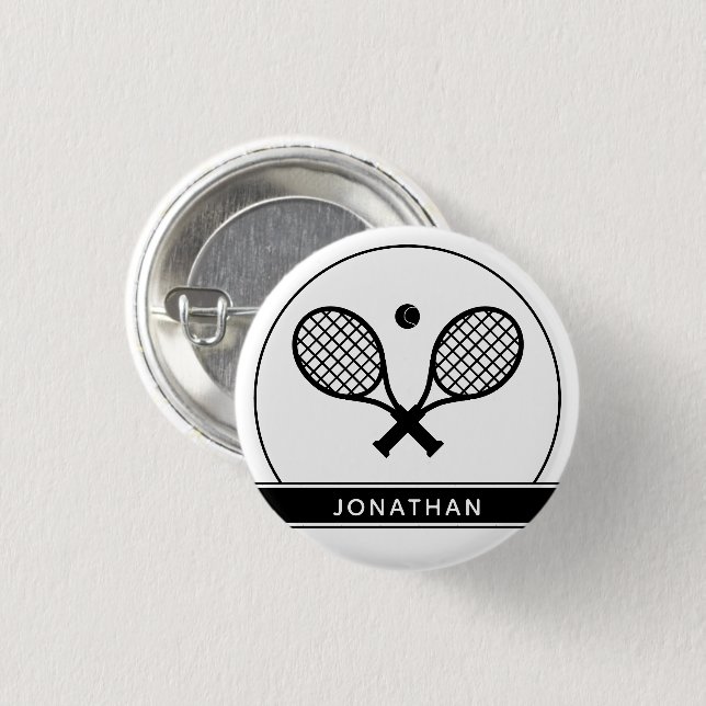 Personalized Elegant Tennis Racket and Ball Cute Button (Front & Back)