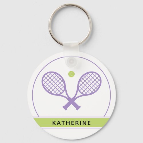 Personalized Elegant Tennis Racket and Ball Cute Keychain