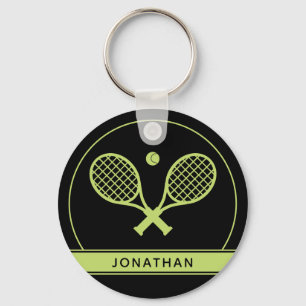 Personalized Elegant Tennis Racket and Ball Cute Keychain