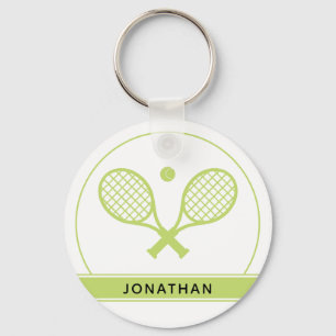 Personalized Elegant Tennis Racket and Ball Cute Keychain
