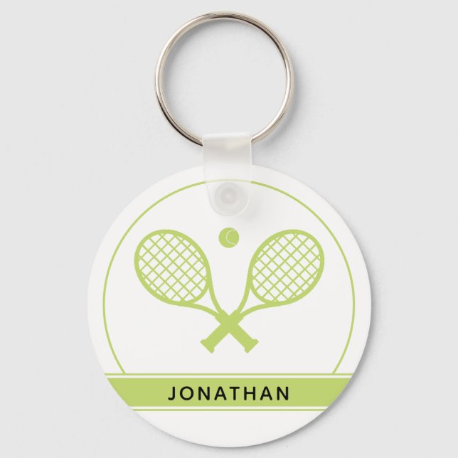 Personalized Elegant Tennis Racket and Ball Cute Keychain (Front)