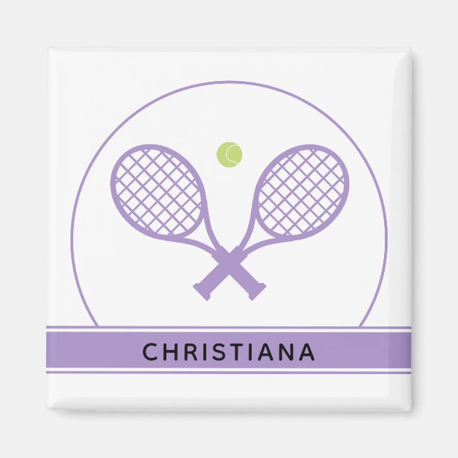 Personalized Elegant Tennis Racket and Ball Cute Magnet (Front)