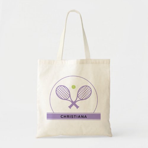 Personalized Elegant Tennis Racket and Ball Cute Tote Bag