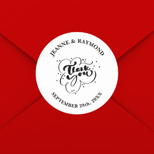 Personalized Elegant Thank You Wedding Favor Classic Round Sticker