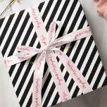 Personalized Elegant Thank You Wedding Favor Pink Satin Ribbon