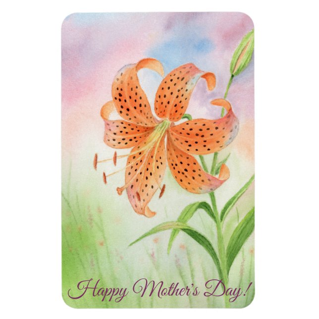 Personalized Elegant Tiger Lily Magnet (Vertical)