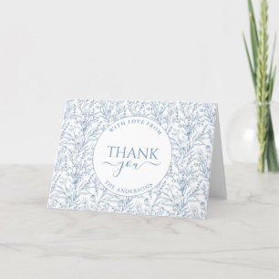 Personalized Elegant Toile Blue Wedding Thank Yous You Card