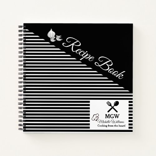 Personalized Elegant Triangle  Stripes Recipe Notebook