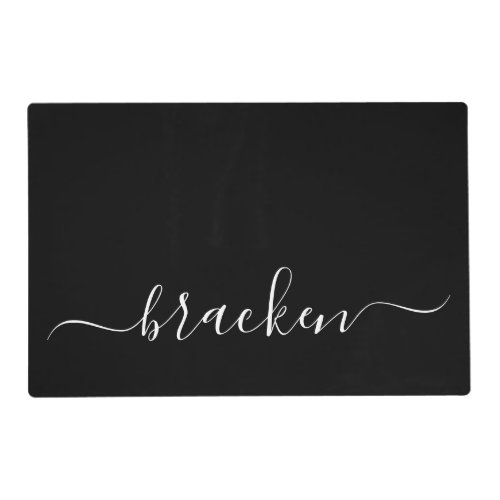 Personalized Elegant Typography Black Dog Placemat