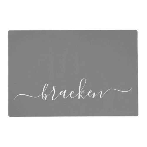 Personalized Elegant Typography Grey Dog Placemat