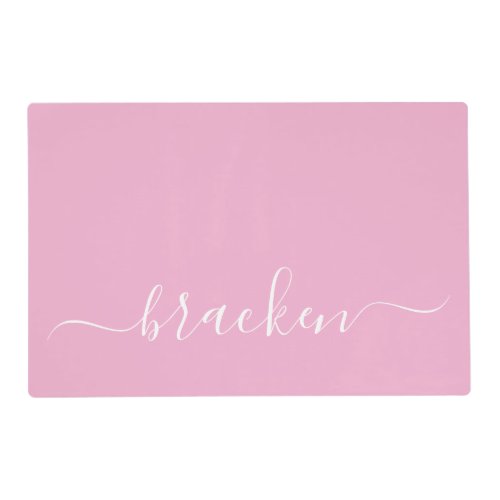 Personalized Elegant Typography Pink Dog Placemat