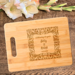 Personalized Elegant Unique Heart 50th Anniversary Engraved Cutting Board