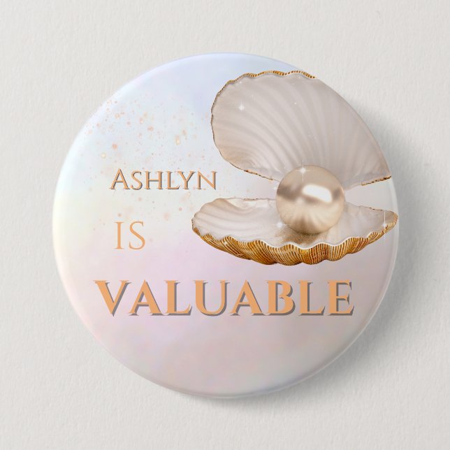 Personalized Elegant Valuable Pearl Affirmation Button (Front)