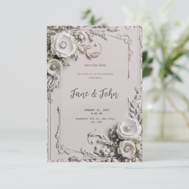 [Personalized] Elegant Vintage Wedding Invitation (Standing Front)