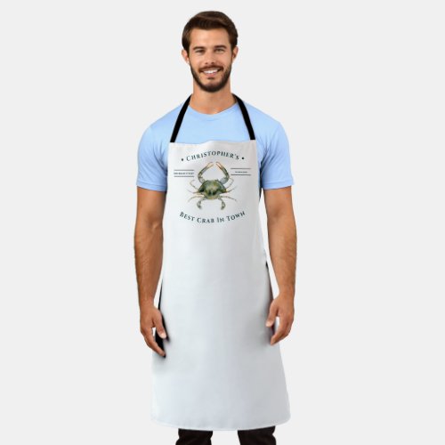 Personalized Elegant Watercolor Crab Monogram  Apron