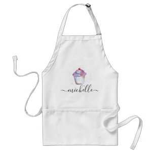 Personalized elegant Watercolor cupcake baker Adult Apron