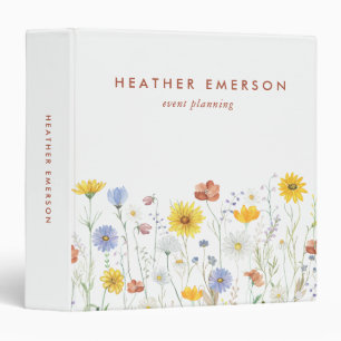 Personalized Elegant Watercolor Floral 3 Ring Binder