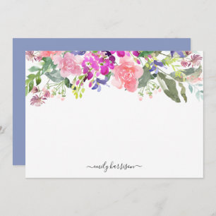 Personalized Elegant Watercolor Floral Note Card