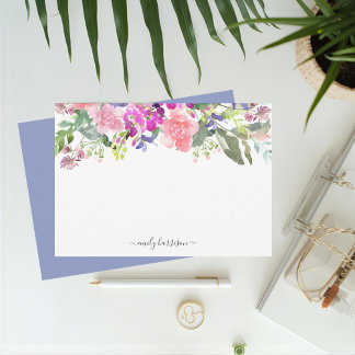 Personalized Elegant Watercolor Floral Note Card