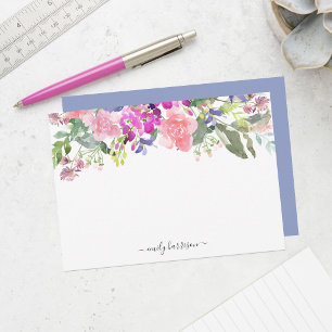 Personalized Elegant Watercolor Floral Note Card