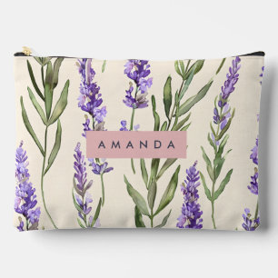 Personalized Elegant Watercolor Lavender Accessory Pouch