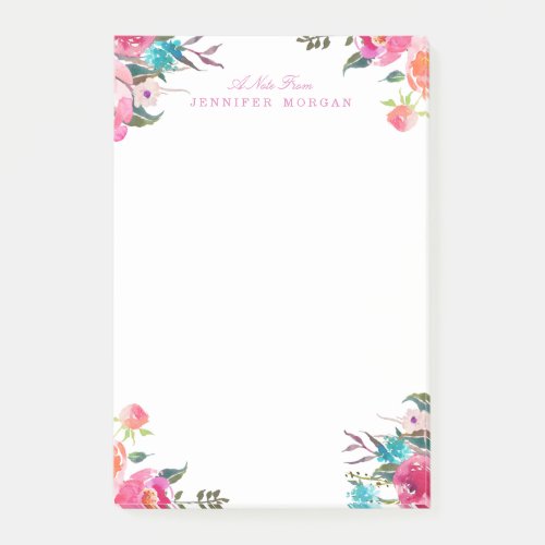 Personalized Elegant Watercolor Pink Purple Floral Post_it Notes