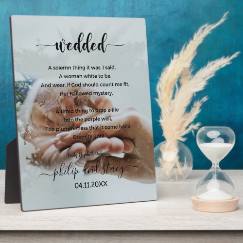 Personalized Elegant Wedded Poem Poster Plaque