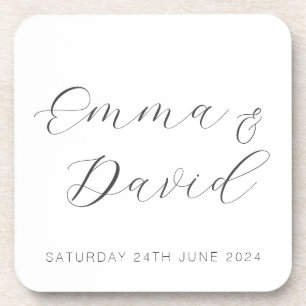 Personalized Elegant Wedding Beverage Coaster
