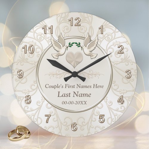 Personalized Elegant Wedding Gifts for Couples Large Clock