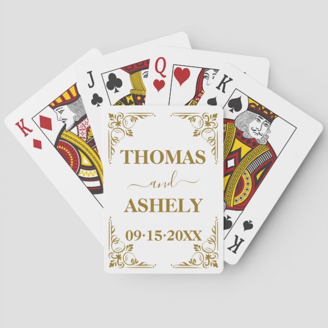 Personalized Elegant Wedding Monogram Poker Cards (Back)