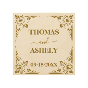 Personalized Elegant Wedding Monogram Wood Wall Art