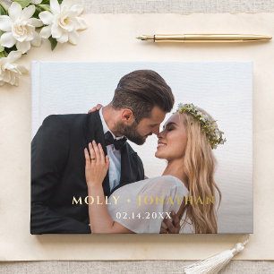 Personalized Elegant Wedding Photo Keepsake Foil Guest Book