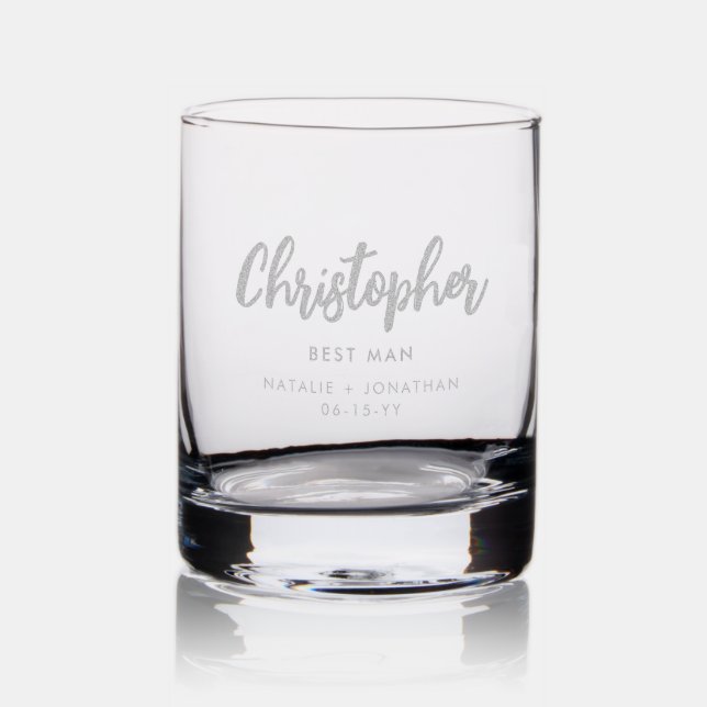 Personalized Elegant Wedding Role Brush Typography Rocks Glass (Glassware)