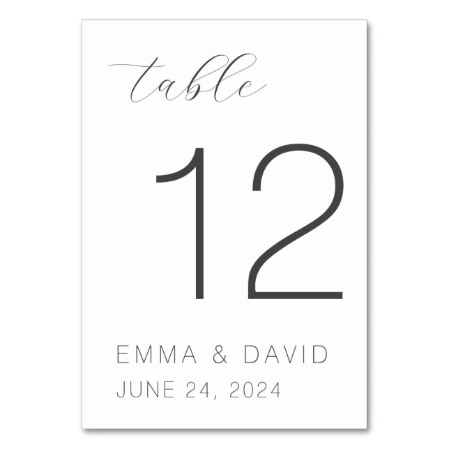 Personalized Elegant Wedding Table Number (Front)
