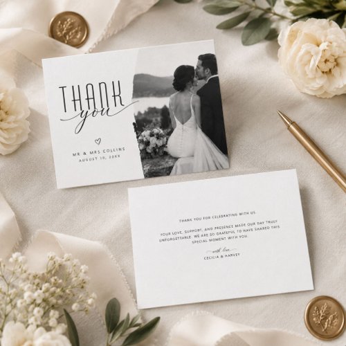 Personalized Elegant Wedding Thank You Photo Card
