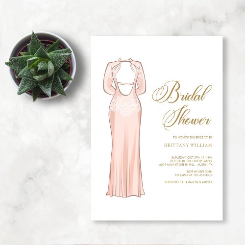 Personalized Elegant White and Gold Bridal Shower Invitation