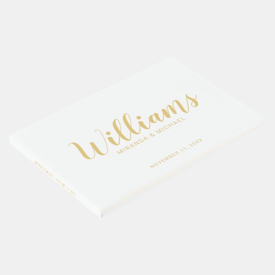 Personalized Elegant White and Gold Wedding Guest Book