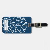 Personalized, Elegant White Coral - Teal Blue Luggage Tag (Front Horizontal)