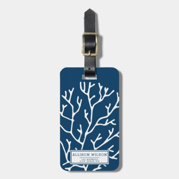 Personalized, Elegant White Coral - Teal Blue