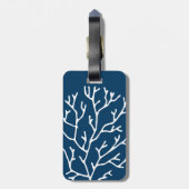 Personalized, Elegant White Coral - Teal Blue Luggage Tag (Back Vertical)